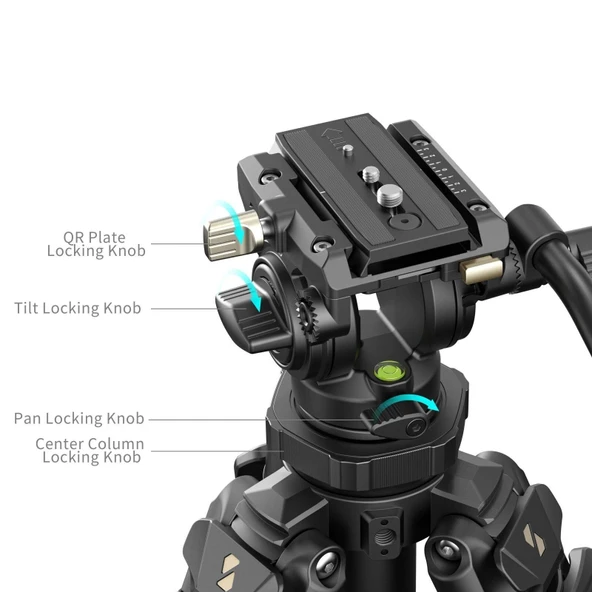 SmallRig 4420 AD-50 Pro Hafif Video Karbon Fiber Tripod Seti - 3