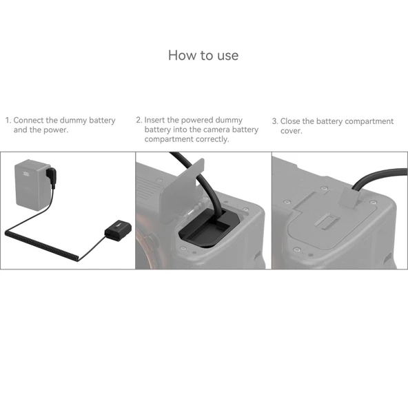 SmallRig 4253B D-Tap - NP-FZ100 Sahte Pil Güç Kablosu - Resim 5