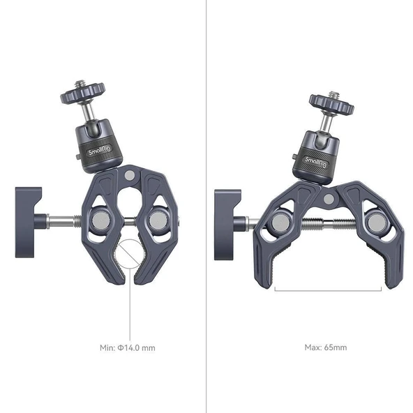 SmallRig 4102B Aksiyon Kameraları için 360° Küresel Başlık Montajlı  Süper Kelepçe - 3