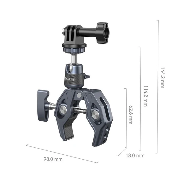 SmallRig 4102B Aksiyon Kameraları için 360° Küresel Başlık Montajlı  Süper Kelepçe - 2