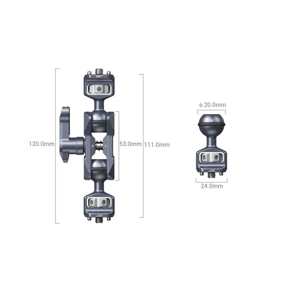 SmallRig 3873 Magic Arm Çift Bilyalı Başlı (1/4”-20 Vida) - 2