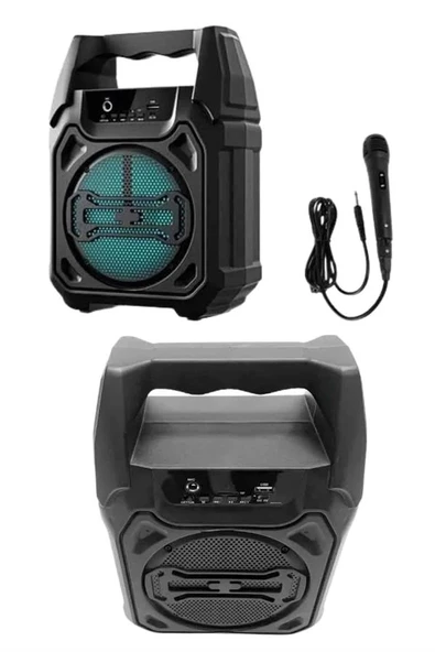 Karaoke Mikrofonlu Fm Radyolu Bluetooth Hoparlör Yüksek Ses Kaliteli - Resim 4