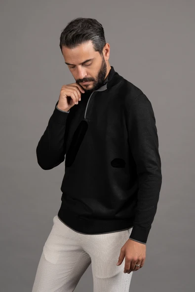 Fermuarlı Balıkçı Yaka Polyamid Kumaş Mevsimlik Triko Kazak - Resim 9