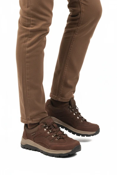 Walkway Kahve Hakiki Deri Kaymaz Su İtici Erkek Outdoor Ayakkabı 2341 M