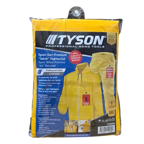 TYSON PREMIUM TAKIM YAĞMURLUK Sarı XXL 50 ADET