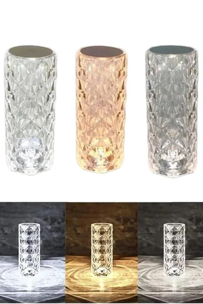 Masa ve Gece Lambası Şık ve Dayanıklı Sensörlü Şarjlı Kristal Lamba - Resim 4