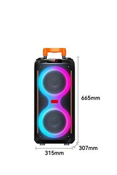 NDR1097 Taşınabilir Tekerlekli Büyük Boy RGB Işıklı Bluetooth Mikrofonlu Hoparlör - 4