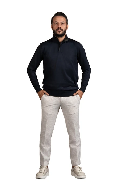 Fermuarlı Balıkçı Yaka Polyamid Kumaş Mevsimlik Triko Kazak ürün görseli