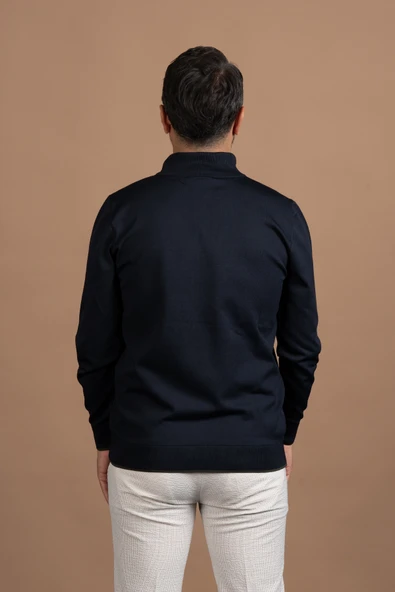 Fermuarlı Balıkçı Yaka Polyamid Kumaş Mevsimlik Triko Kazak - Resim 5