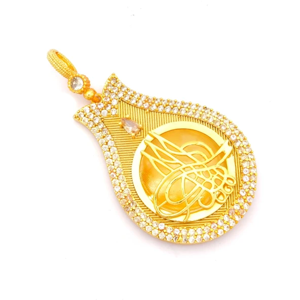 Altın Kaplama Tuğralı Kolye Ucu TGR-717 - Resim 2