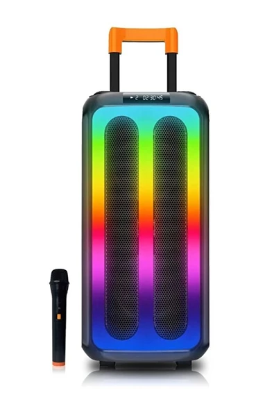 NDR1097 Taşınabilir Tekerlekli Büyük Boy RGB Işıklı Bluetooth Mikrofonlu Hoparlör - 8