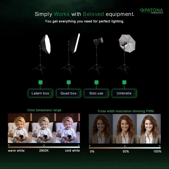 PATONA COB-200 Watt Bi Color İki'li Kit LED Video Işığı - Resim 5