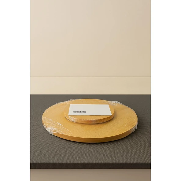 Bambu Dekoratif Yuvarlak Sunum Tabağı, 360 Derece Dönebilen Servis Tabağı, (28 X 28 cm) - 2