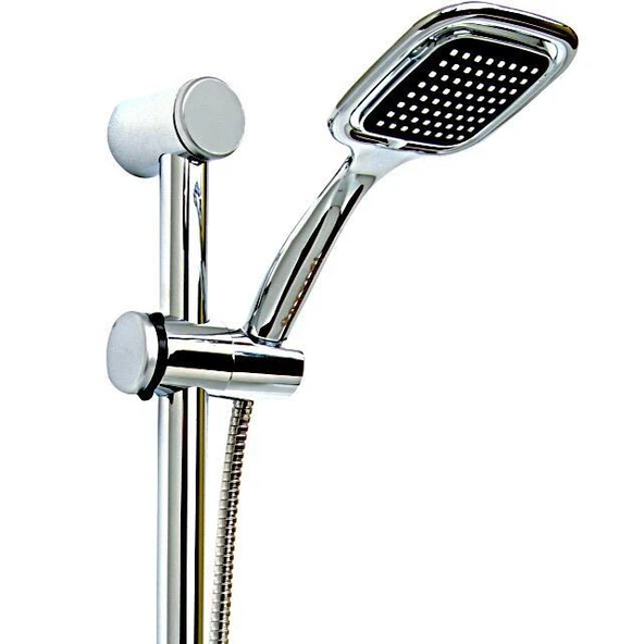 River Sürgülü Duş Seti Krom Kaplama Şeffaf Sabunluklu Ayarlanabilir Yükseklikli Lüks Banyo Duş Takım - Resim 5