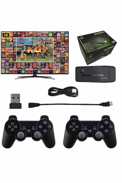 Çift Kollu 2.4g kablosuz Retro 4k Game stick 3500 oyun atari HD Görüntü Kalitesi - 1