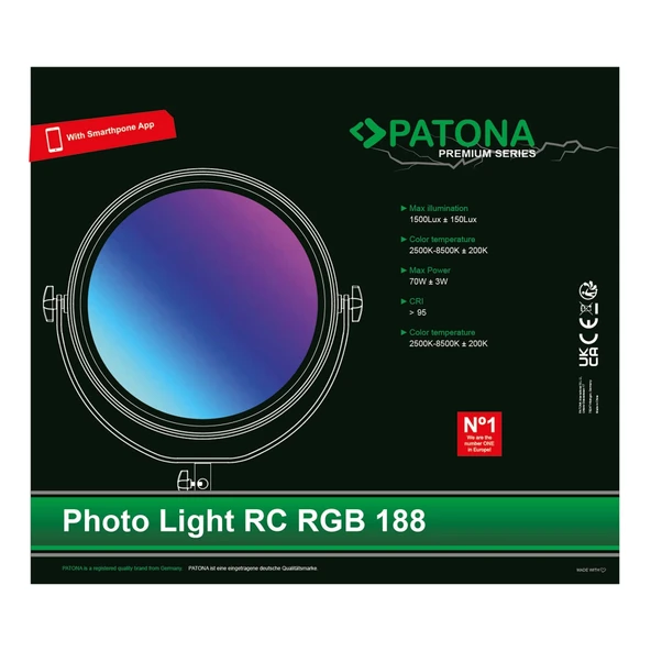 PATONA Premium 188A RGB Yumuşak Fotoğraf ve Video Işığı - Resim 7
