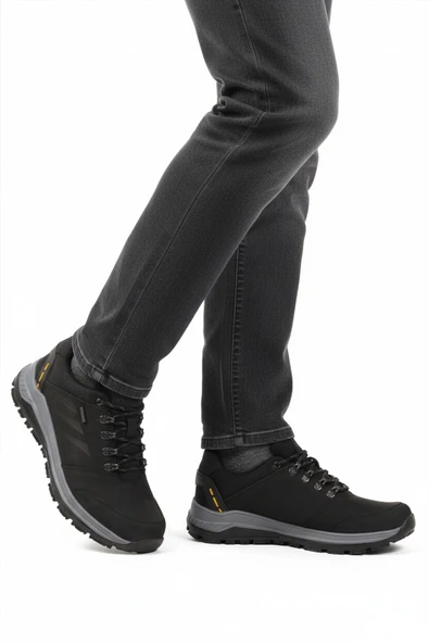 Walkway Siyah Hakiki Deri Kaymaz Su İtici Erkek Outdoor Ayakkabı 2343 M