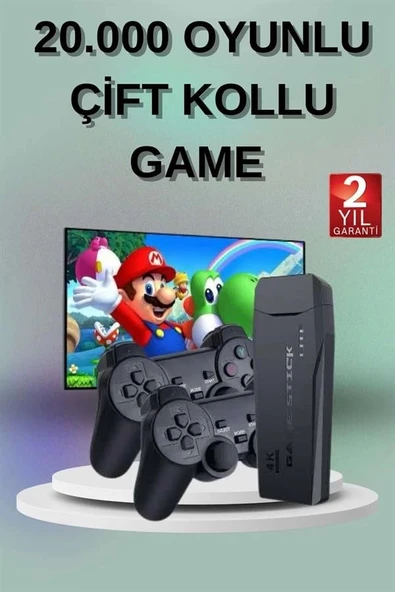 2 Kollu Kablosuz 2.4G Retro Oyunlar 4k Game Stick 3500 Oyun Atari - 2