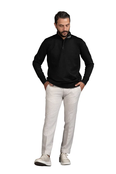 Fermuarlı Balıkçı Yaka Polyamid Kumaş Mevsimlik Triko Kazak - Resim 7