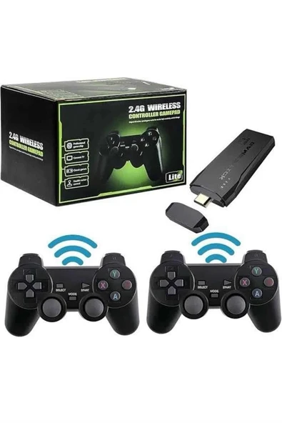 2 Kollu Kablosuz 2.4G Retro Oyunlar 4k Game Stick 3500 Oyun Atari - 3