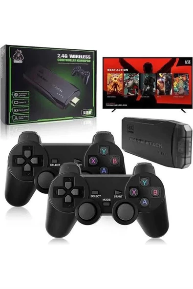 Çift Kollu 2.4g kablosuz Retro 4k Game stick 3500 oyun atari HD Görüntü Kalitesi - 4