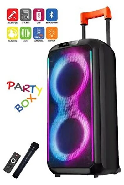 NDR1097 Taşınabilir Tekerlekli Büyük Boy RGB Işıklı Bluetooth Mikrofonlu Hoparlör - 3