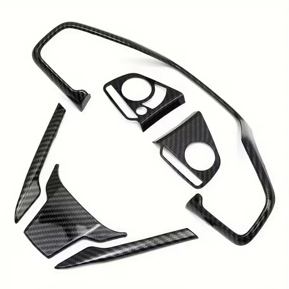 Honda Civic FC5 FK7 Karbon Fiber Direksiyon Düğmesi Kaplama 2016-2020 6 PARÇA - Resim 3