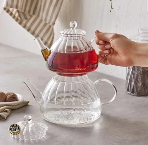 Modern 600 / 1000ml Borosilikat Cam Demlik, Isıya Dayanıklı Cam Kapaklı, Çaydanlık - 1