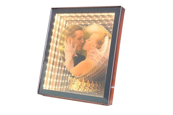 Ayna Led li Çerçeve Led Işıklı Kalpli Fotoğraf Çerçevesi - Resim 4