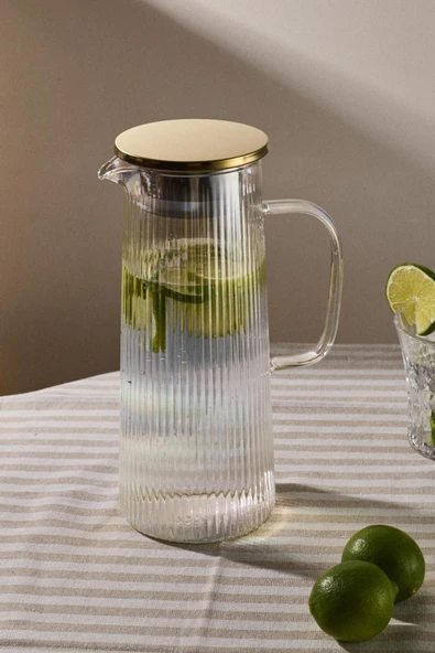 Perotti Pina Luster Çizgi Dokusu Filtre Kapaklı Sürahi 1300ml - Resim 3