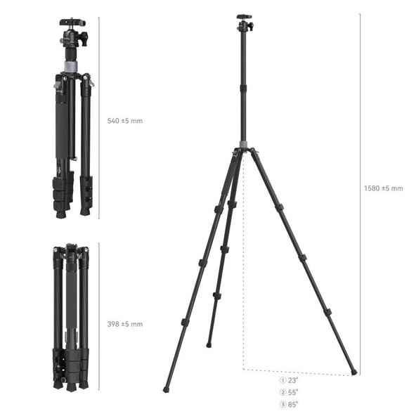 SmallRig 4059 AP-20 Orta Sütunlu  Karbon Fiber Tripod - Resim 3