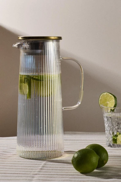 Perotti Pina Luster Çizgi Dokusu Filtre Kapaklı Sürahi 1300ml ürün görseli