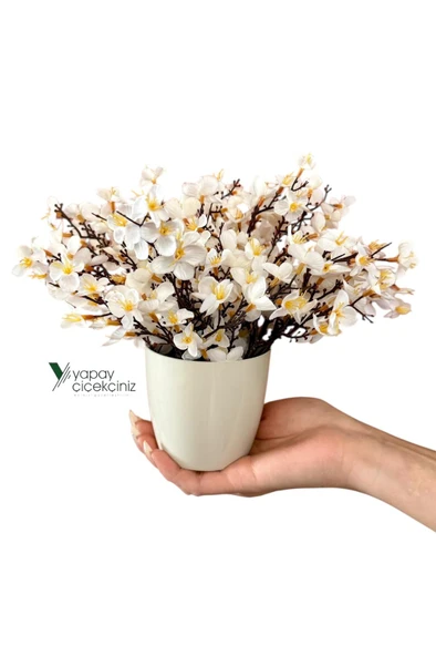 Dekoratif Saksıda Yoğun Yapraklı Yapay Sakura Bahardalı Ağacı - Resim 2