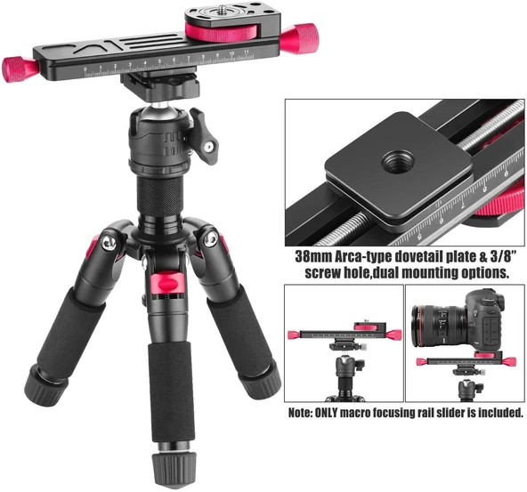 Andoer W-160 Makro Fotoğraf Tripod Başlığı - Resim 2