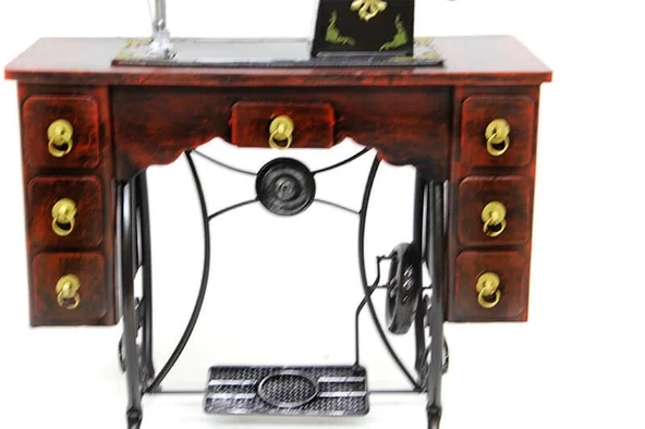 Dekoratif Metal Dikiş Makinesi Vintage Ev Ofis Hediyelik - Resim 3