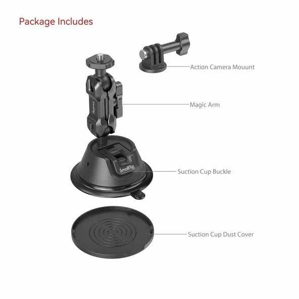SmallRig SC-1K 4193 Aksiyon Kameraları için  Vantuz Montaj Desteği - Resim 5