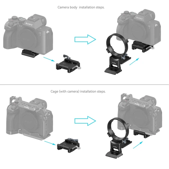 SmallRig 4244 Sony A1 / A7 / A 9 / FX Serisi İçin Döndürülebilir Yataydan Dikeye Montaj Plakası Kiti - Resim 4