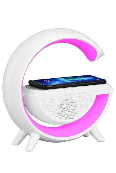 Bluetooth Hoparlör G Şekli Atmosfer Akıllı Rgb Lamba Wireless Kablosuz Şarj - Resim 4