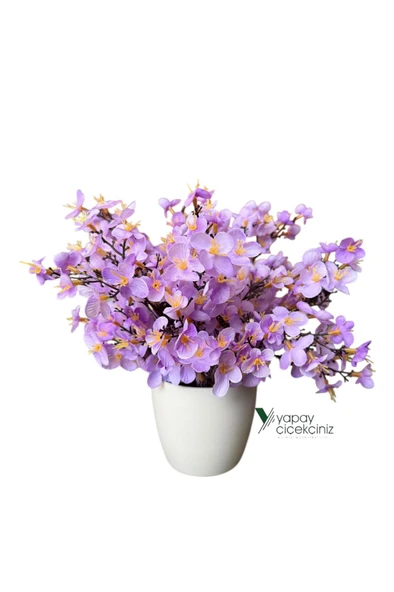 Dekoratif Saksıda Yoğun Yapraklı Yapay Sakura Bahardalı Ağacı - Resim 12