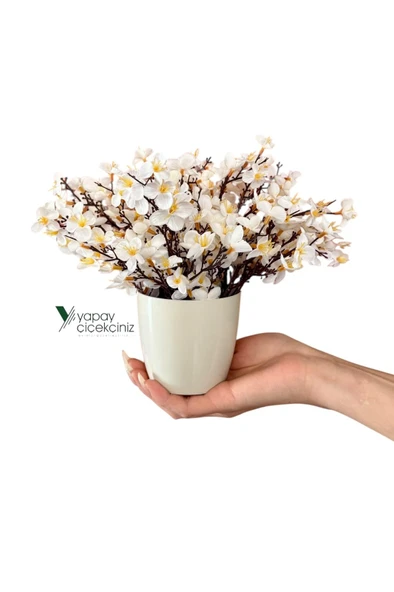 Dekoratif Saksıda Yoğun Yapraklı Yapay Sakura Bahardalı Ağacı ürün görseli