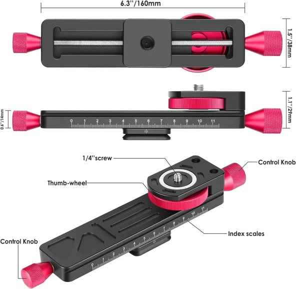 Andoer W-160 Makro Fotoğraf Tripod Başlığı - Resim 4