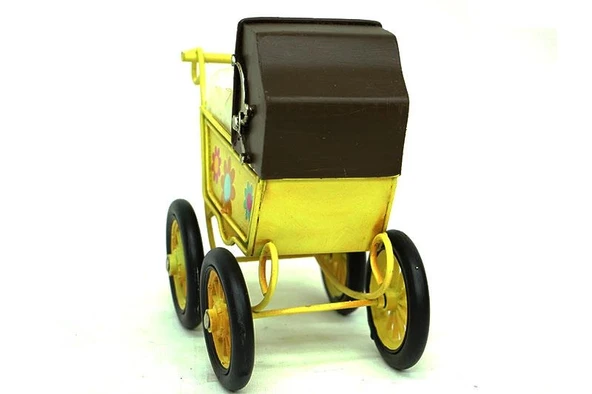 Dekoratif Metal Bebek Arabası Biblo Vintage Hediyelik - Resim 3