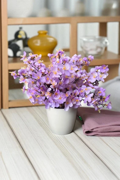 Dekoratif Saksıda Yoğun Yapraklı Yapay Sakura Bahardalı Ağacı - Resim 10