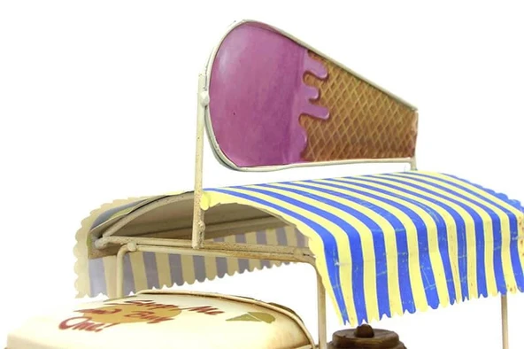 Dekoratif Metal Dondurma Arabası Dekor Biblo Hediyelik - Resim 3