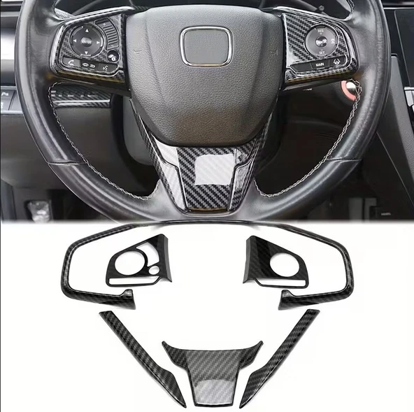 Honda Civic FC5 FK7 Karbon Fiber Direksiyon Düğmesi Kaplama 2016-2020 6 PARÇA ürün görseli