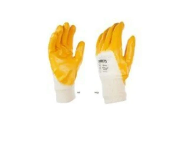 İşçi Eldiveni L No:9 Polyester Örme Nitril Eldiven Sarı-Beyaz (7 ADET) - Resim 3