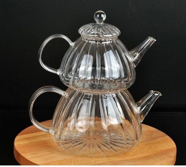 Modern 600 / 1000ml Borosilikat Cam Demlik, Isıya Dayanıklı Cam Kapaklı, Çaydanlık - 2