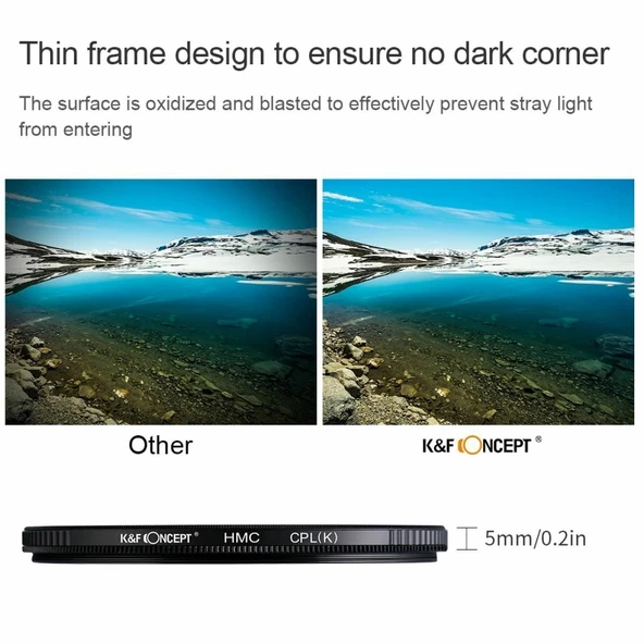 K&F Concept NANO-K SERIES 72mm HMC-CPL Filtre Ultra İnce Çok Kaplamalı - Resim 3