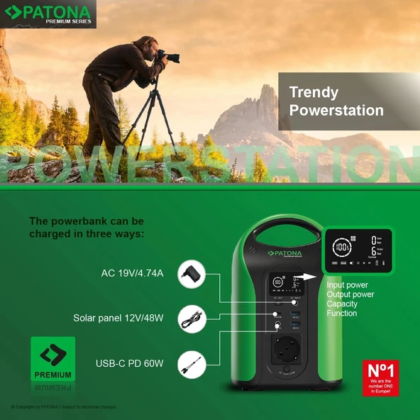 PATONA 9990 Premium Taşınabilir Güç İstasyonu 300 / 300W 283Wh USB5V/3A DC12V/5A  AC220V - Resim 4