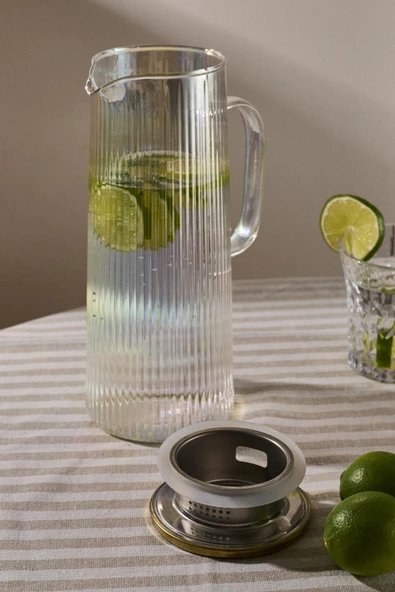 Perotti Pina Luster Çizgi Dokusu Filtre Kapaklı Sürahi 1300ml - Resim 2